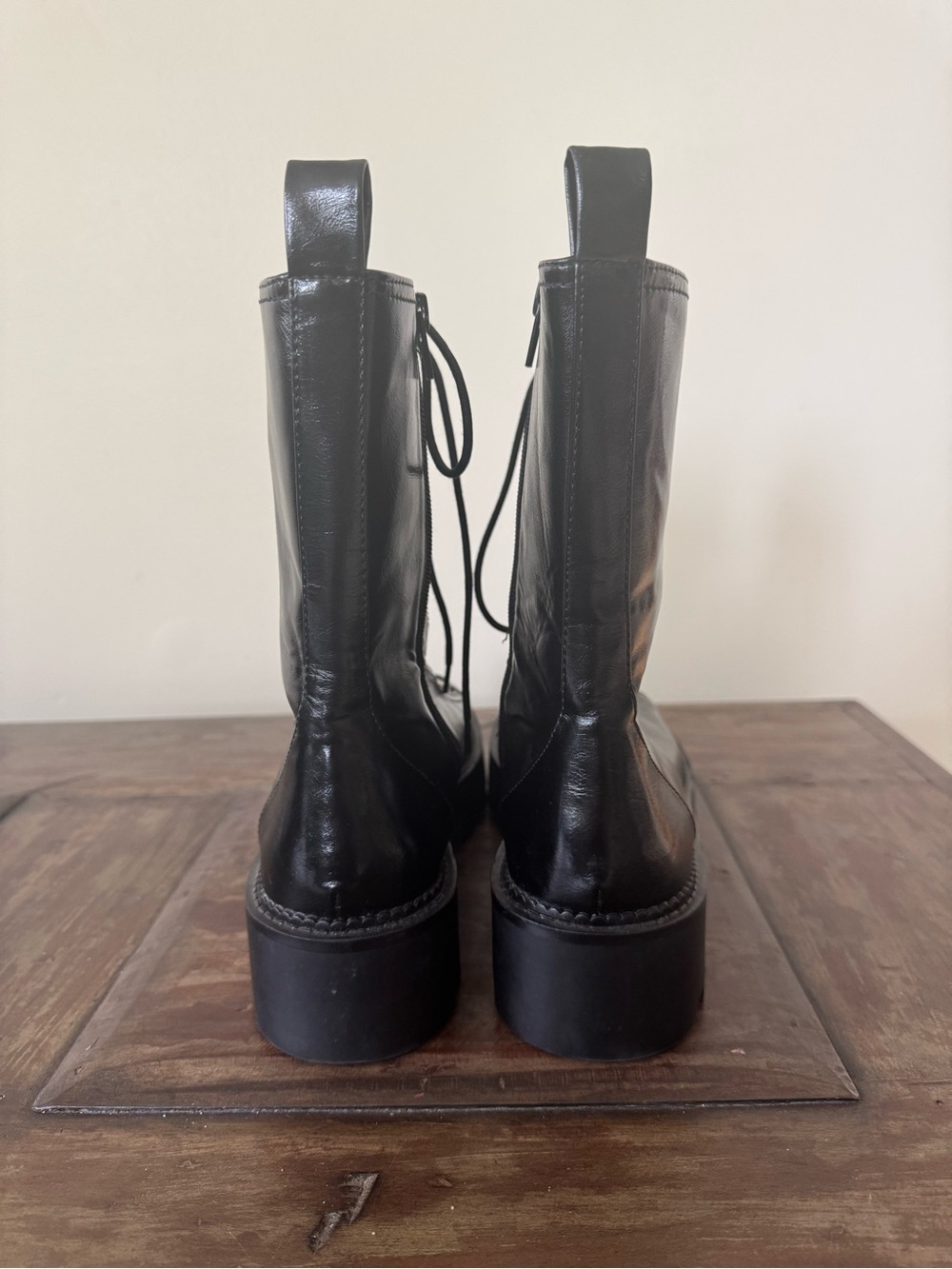 Bershka black lace up side zip chunky lug sole combat moto boots women’s 9 - Picture 4 of 8